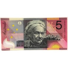 AUSTRALIA 2001 . FIVE 5 DOLLAR BANKNOTE . ERROR . INK SMUDGE ON HENRY PARKES SIDE